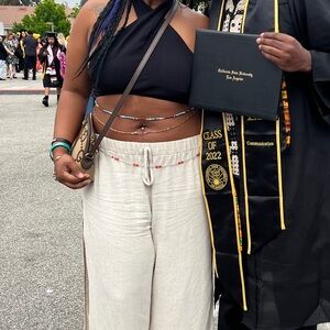 Black linen wrap hater top